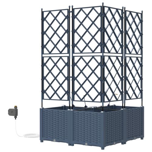 Градинска саксия 3 бр. Сиво 80 x 80 x 142 см ПП