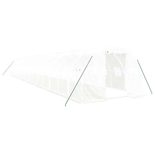 Оранжерия със стоманена рамка бяла 48 м² 16x3x2 м