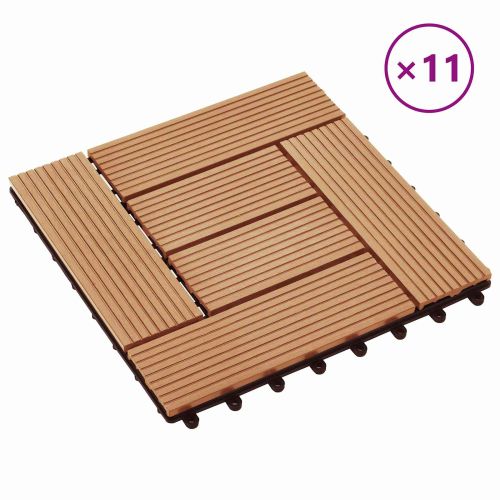 Плочка за decking 11 бр. Тик 30 x 30 cm WPC