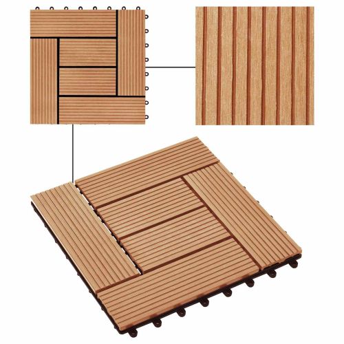 Плочка за decking 11 бр. Тик 30 x 30 cm WPC