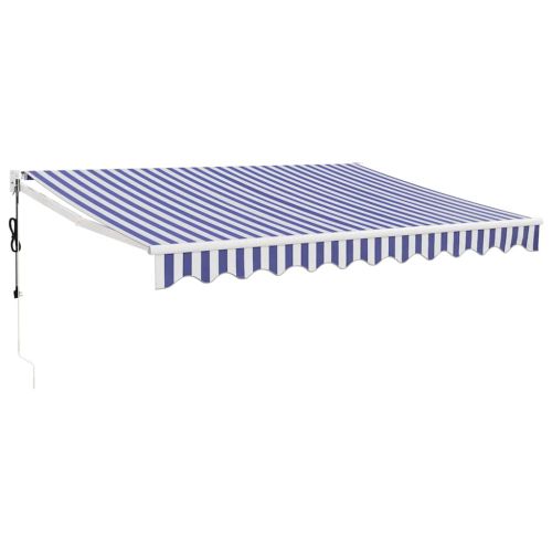 Автоматично прибираща се тента, синьо и бяло, 3,5x2,5 м