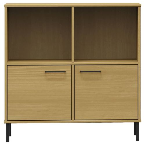 Библиотека метални крака кафява 90x35x90,5 см дърво масив OSLO
