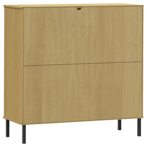 Библиотека метални крака кафява 90x35x90,5 см дърво масив OSLO