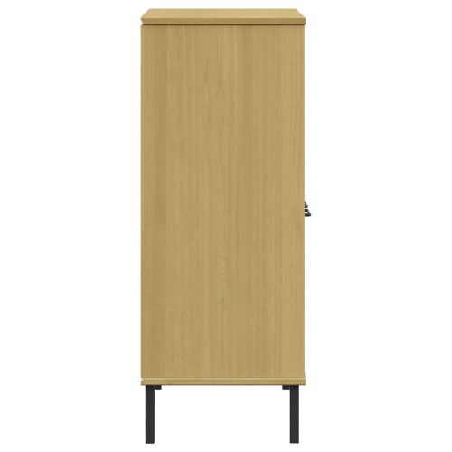 Библиотека метални крака кафява 90x35x90,5 см дърво масив OSLO