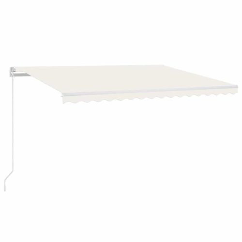 Ръчно прибиращ се сенник с LED, 400x300 см, кремав