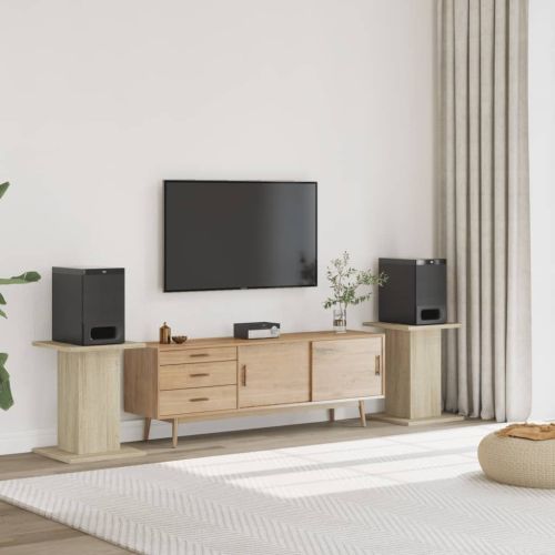 Стойки за тонколони 2 бр сонома дъб 30x30x60 см инженерно дърво