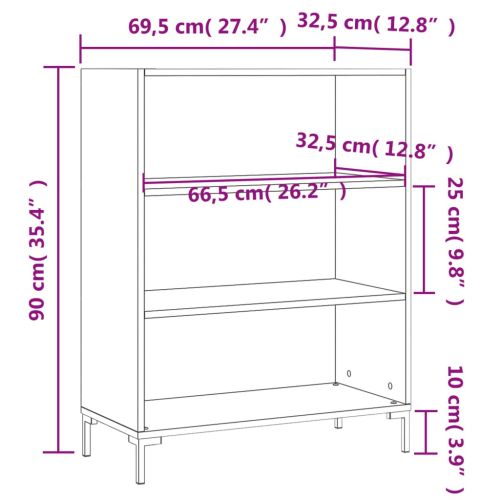 Библиотека, сив сонома, 69,5x32,5x90 см, инженерно дърво