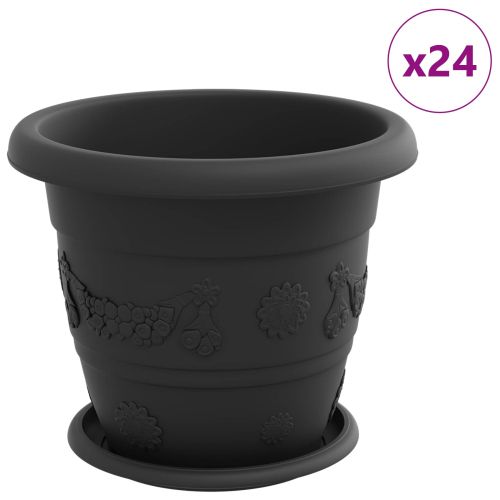 Саксии за растения 24 бр. Черно Ø 26 x 21.5 см Пластмаса