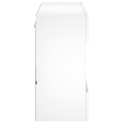 Стенен ТВ шкаф с LED осветление, бял, 78,5x30x60,5 см