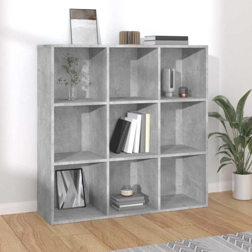 Шкаф библиотека, бетонно сив, 98x29x97,5 см, инженерно дърво