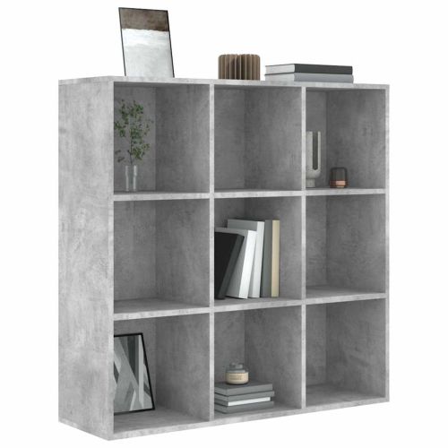 Шкаф библиотека, бетонно сив, 98x29x97,5 см, инженерно дърво