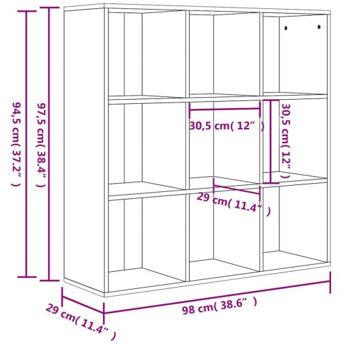 Шкаф библиотека, бетонно сив, 98x29x97,5 см, инженерно дърво