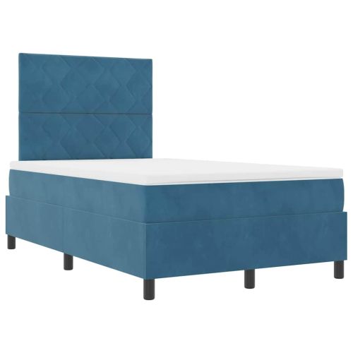 LED кутия за пружини с легло Тъмен син 120 x 200 cm Кадифе