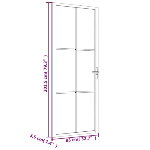 Интериорна врата 83x201,5 см бяла ESG стъкло и алуминий