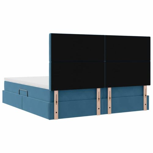 Легло с място за съхранение Тъмен син 200 x 200 cm Кадифе