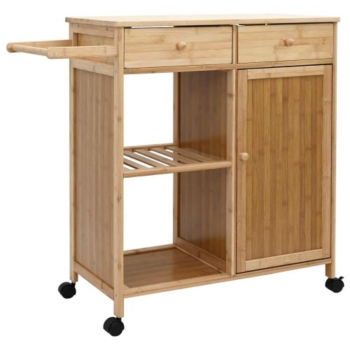 Кухненска количка с колела Естествен 90,5 x 36 x 86,5 см Бамбук