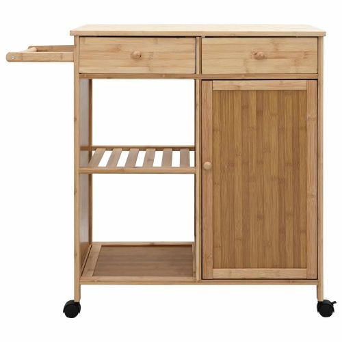 Кухненска количка с колела Естествен 90,5 x 36 x 86,5 см Бамбук