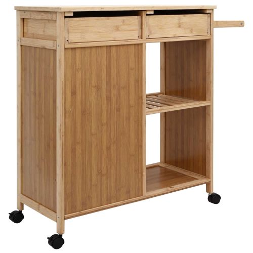 Кухненска количка с колела Естествен 90,5 x 36 x 86,5 см Бамбук