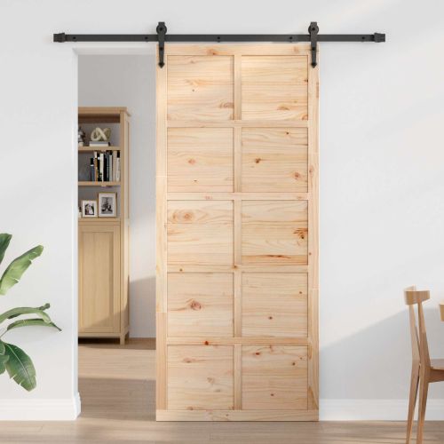 Врата за плевня 80 x 2,5 x 208 см Масивна борова дървесина