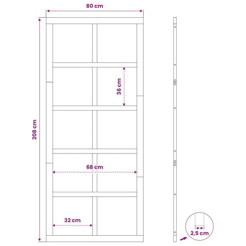 Врата за плевня 80 x 2,5 x 208 см Масивна борова дървесина