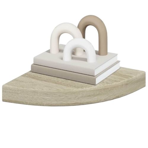 Окачени ъглови рафтове, 2 бр, дъб, 25x25x3,8 см, МДФ