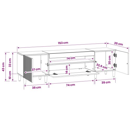 LED телевизионен кабинет ARNHEM 153 x 35 x 43 см Опушен дъб