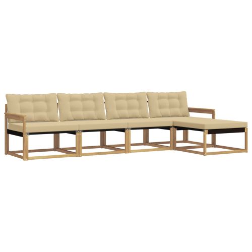 Комплект дивани за открито 5 бр. Бяло и Бежово