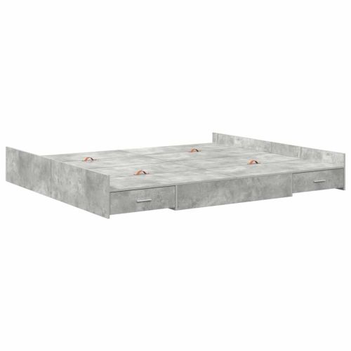 Легло с място за съхранение с врата Циментено сиво 200 x 200 cm