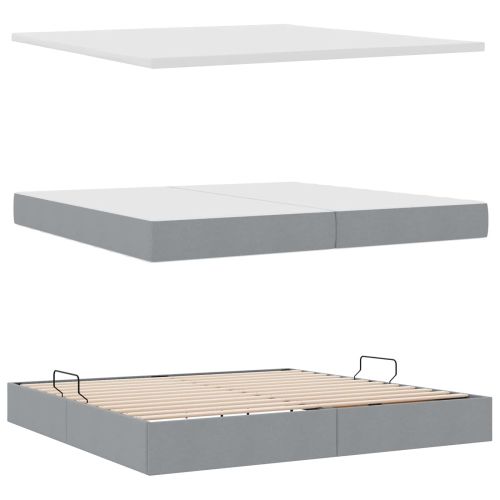 Легло с място за съхранение и матрак Светлосиво 200 x 200 cm