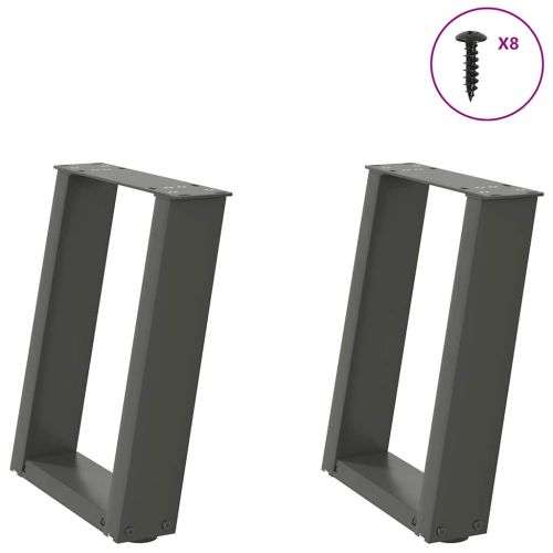 Крака за масичка за кафе, U-образни, 2 бр., антрацит, 28 x (42-43) см, стомана