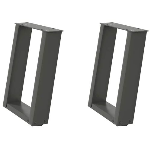 Крака за масичка за кафе, U-образни, 2 бр., антрацит, 28 x (42-43) см, стомана