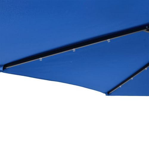Градински чадър с LED и стоманен прът лазурносин 225x225x212 см