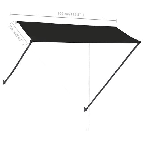 Сенник с падащо рамо с LED, 300х150 см, антрацит