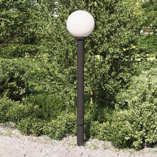 Осветителна колона с контакт 120 см, черна, IP44
