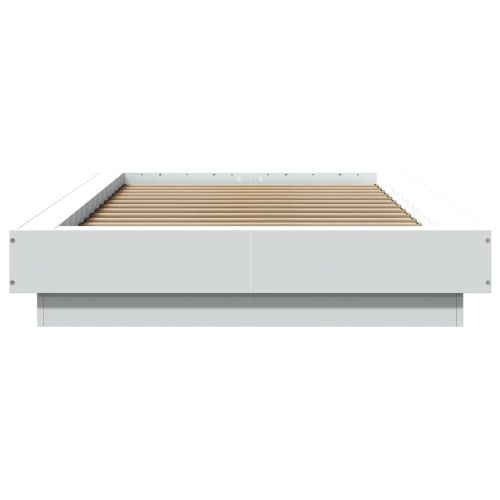 Рамка за легло с LED осветление бяла 90x200 см инженерно дърво