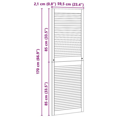 Врата за шкаф с врата 2 бр. Натурално 170 x 59,5 см