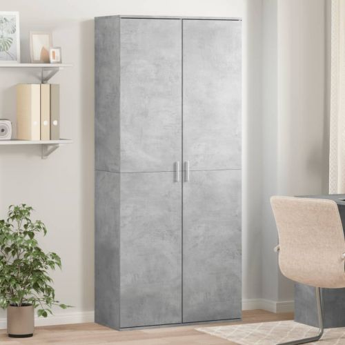 Висок шкаф, бетонно сив, 80x35x180 см, инженерно дърво