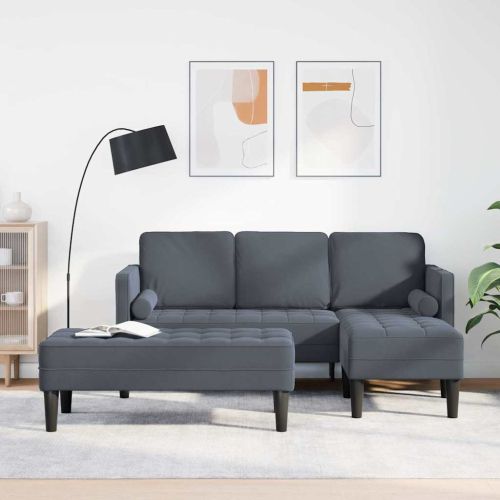 Комплект дивани 2 бр. Тъмен сив Полиестер