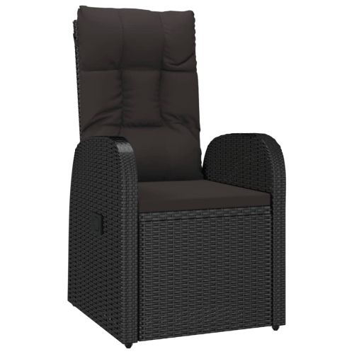 Градински комплект с възглавници 11 части полиратан черен
