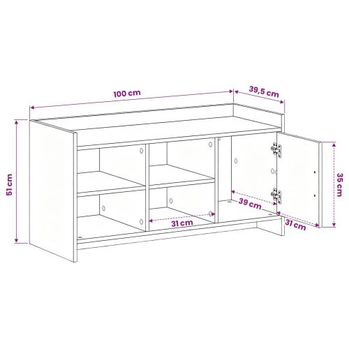 Шкаф за обувки със съхранение Старо дърво 100 x 39,5 x 51 см