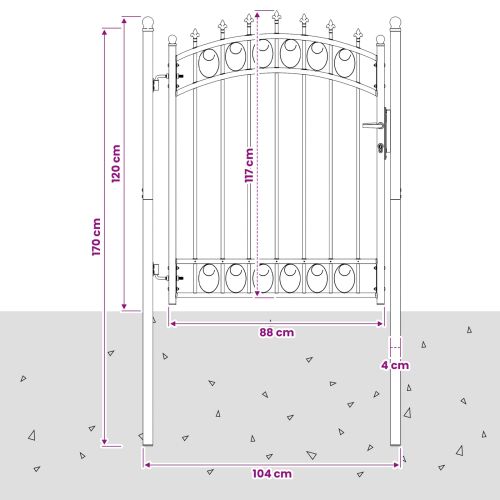 Оградна врата с шипове EMMEN 104 x 117 cm С ключалка