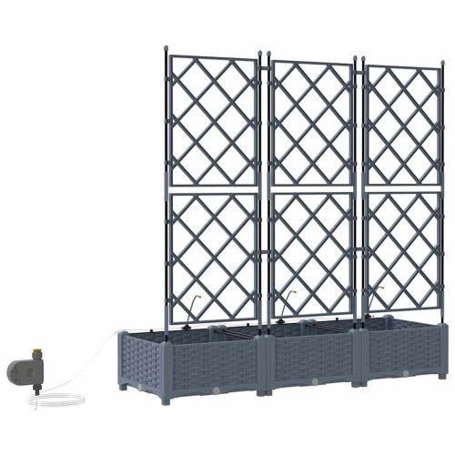 Градинска саксия 3 бр. Светлосиво 120 x 40 x 126 см ПП