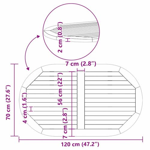 Топ за маса Натурален маслен 120 x 70 x 2 см