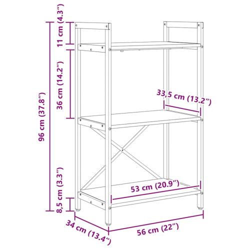 Рафт за книги 3 нива 56 x 34 x 96 см Инженерна дървесина