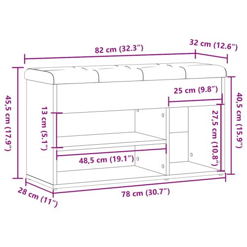 Пейка за обувки от старо дърво 82x32x45,5cm Инженерна дървесина