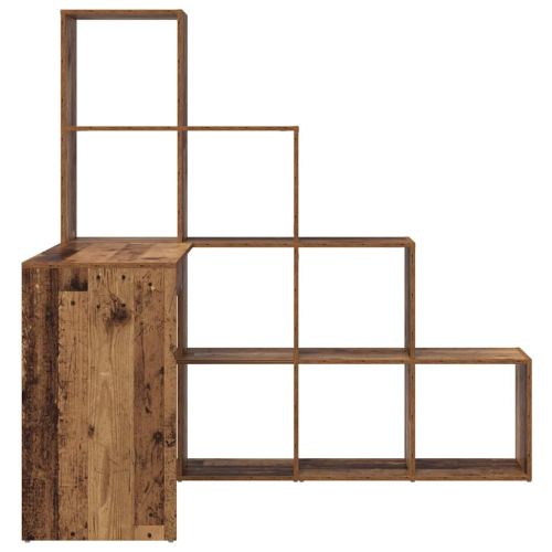 Ъглово бюро с рафт Старо дърво 101,5 x 149,5 x 149,5 см