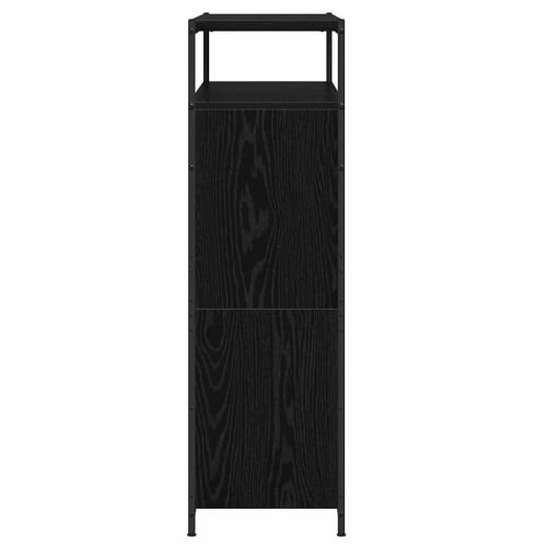 Шкаф за обувки 100 x 34 x 112 см Инженерна дървесина Черен дъб