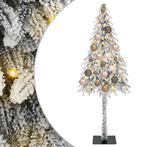Коледно дърво с 150 LED светодиода Бяло 120 cm ПЕ и стомана
