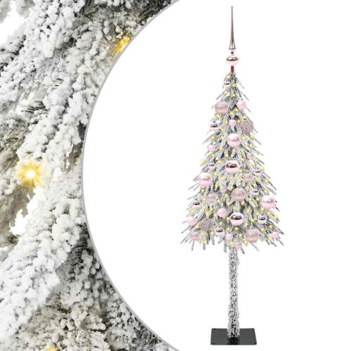 Коледно дърво с 150 LED светодиода Бяло 120 cm ПЕ и стомана