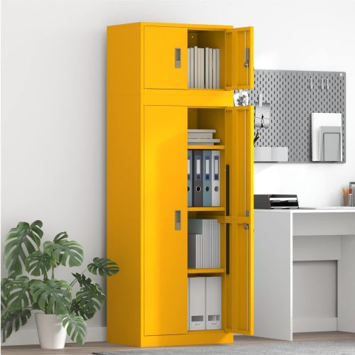 Шкаф за съхранение 2 бр. Горчично жълто 60 x 40 x 180 см